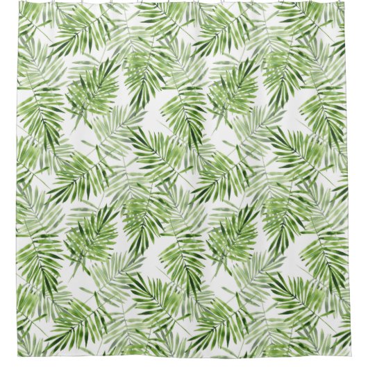 Groene palmbladeren douchegordijn (Voorkant)