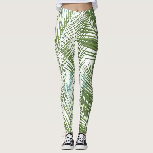 groene palmbladeren en -planten leggings (Voorkant)