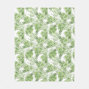 Groene palmbladeren fleece deken