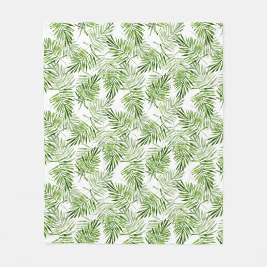 Groene palmbladeren fleece deken (Voorkant)
