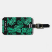 Groene palmbladeren gepersonaliseerd Bagagelabel (Voorkant horizontaal)