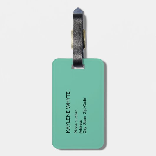 Groene palmbladeren gepersonaliseerd Bagagelabel (Achterkant verticaal)