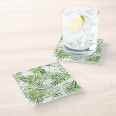 Groene palmbladeren glazen onderzetter (Schuin)