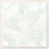 Groene palmbladeren glazen onderzetter (Achterkant)