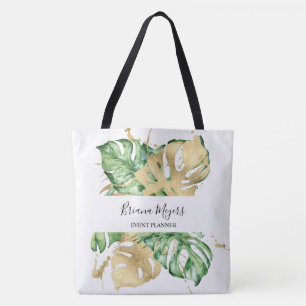 Groene Palmbladeren Goud Tropisch Tote Bag