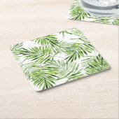 Groene palmbladeren kartonnen onderzetters (Schuin)