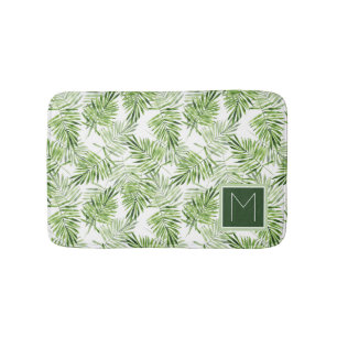 Groene palmbladeren Monogram Badmat