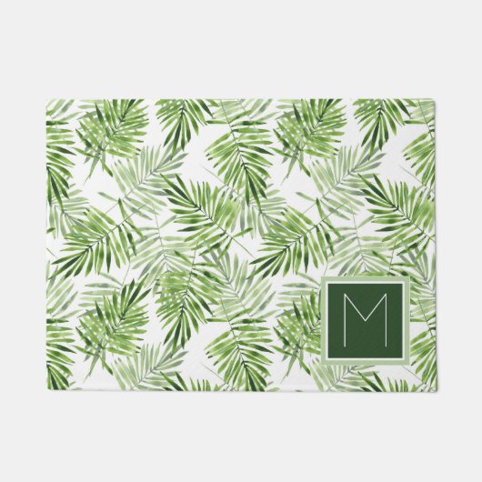 Groene palmbladeren | Monogram Deurmat (Voorkant)