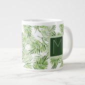 Groene palmbladeren | Monogram Grote Koffiekop (Voorkant rechts)