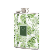 Groene palmbladeren | Monogram Heupfles (Links)