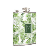Groene palmbladeren | Monogram Heupfles (Rechts)