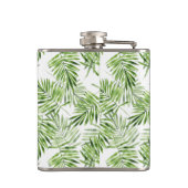 Groene palmbladeren | Monogram Heupfles (Achterkant)