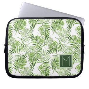Groene palmbladeren Monogram Laptop Sleeve