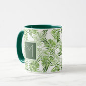 Groene palmbladeren | Monogram Mok (Voorkant links)