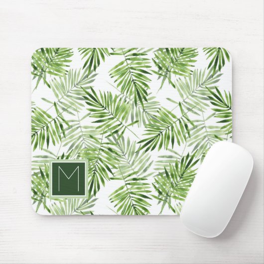 Groene palmbladeren | Monogram Muismat (Met muis)