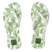 Groene palmbladeren | Monogram Teenslippers (Voetbed)