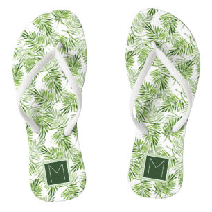 Groene palmbladeren   Monogram Teenslippers