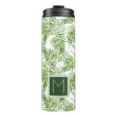 Groene palmbladeren | Monogram Thermosbeker (Voorkant)