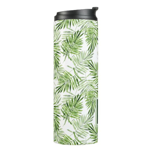 Groene palmbladeren | Monogram Thermosbeker (Gedraaid links)