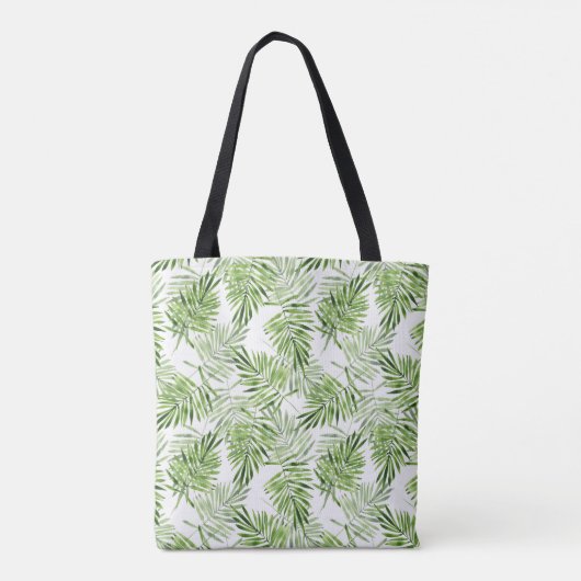 Groene palmbladeren | Monogram Tote Bag (Achterkant)