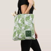 Groene palmbladeren | Monogram Tote Bag (Dichtbij)