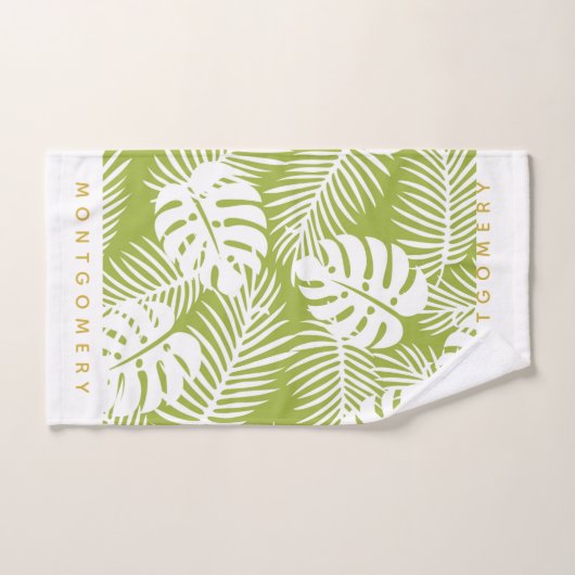 Groene palmbladeren Oerwoud gepersonaliseerd Bad Handdoek (Handdoek)