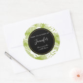 Groene palmbladeren Oerwoud patroonkeuken bakken Ronde Sticker (Envelop)