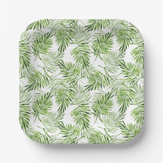 Groene palmbladeren papieren bordje (Voorkant)