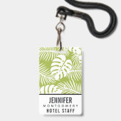 Groene Palmbladeren Regenwoud Patroon Badge (Achterkant met lanyard)