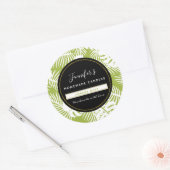 Groene palmbladeren regenwoud patroon kaars / zeep ronde sticker (Envelop)