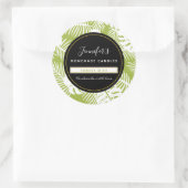 Groene palmbladeren regenwoud patroon kaars / zeep ronde sticker (Tas)