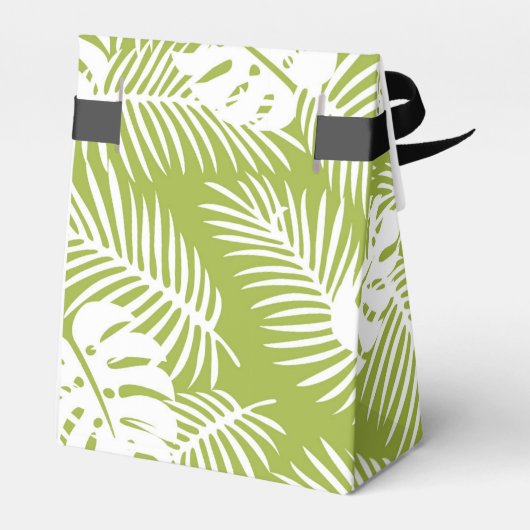 Groene palmbladeren regenwoudpatroonbruiloft bedankdoosjes (Achterkant)