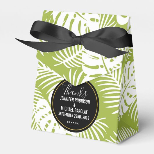 Groene palmbladeren regenwoudpatroonbruiloft bedankdoosjes (Voorkant Zijde)