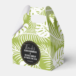 Groene palmbladeren regenwoudpatroonbruiloft bedankdoosjes