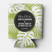 Groene palmbladeren regenwoudpatroonbruiloft blikjeskoeler (Voorkant)