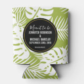 Groene palmbladeren regenwoudpatroonbruiloft blikjeskoeler (Achterkant)