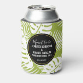 Groene palmbladeren regenwoudpatroonbruiloft blikjeskoeler (Blikje Achterkant)