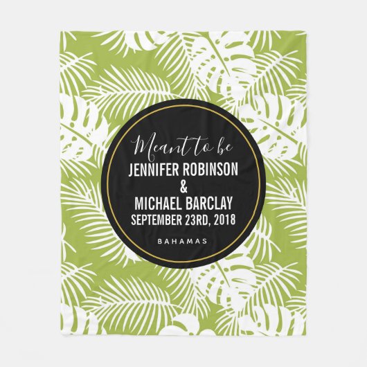 Groene palmbladeren regenwoudpatroonbruiloft fleece deken (Voorkant)