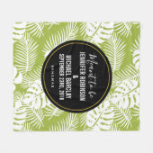 Groene palmbladeren regenwoudpatroonbruiloft fleece deken (Voorkant (Horizontaal))