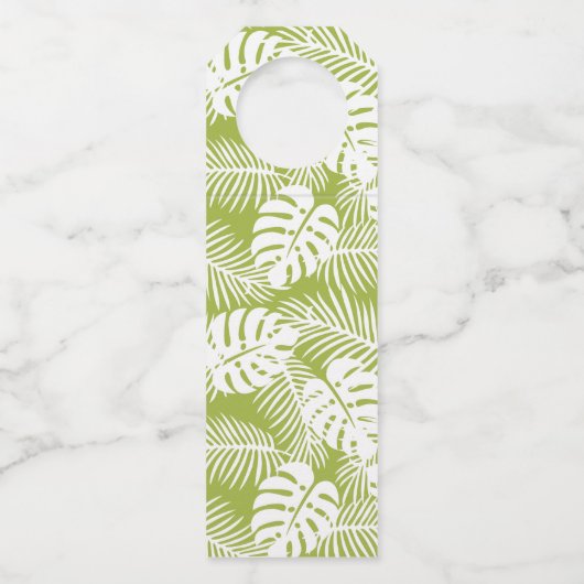 Groene palmbladeren regenwoudpatroonbruiloft flessenhanger (Achterkant)
