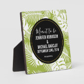 Groene palmbladeren regenwoudpatroonbruiloft fotoplaat (Voorkant)