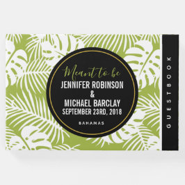 Groene palmbladeren regenwoudpatroonbruiloft gastenboek