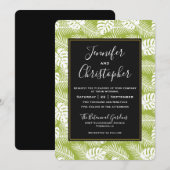 Groene palmbladeren regenwoudpatroonbruiloft kaart (Voorkant / Achterkant)
