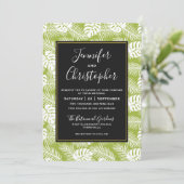 Groene palmbladeren regenwoudpatroonbruiloft kaart (Staand voorkant)