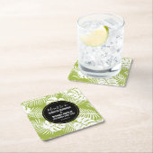 Groene palmbladeren regenwoudpatroonbruiloft kartonnen onderzetters (Insitu)