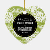 Groene palmbladeren regenwoudpatroonbruiloft keramisch ornament (Achterkant)