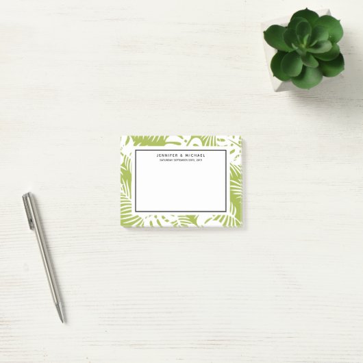 Groene palmbladeren regenwoudpatroonbruiloft post-it® notes (Kantoor)