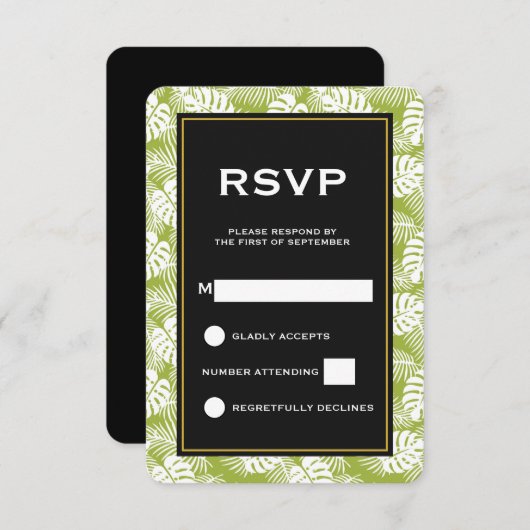 Groene palmbladeren regenwoudpatroonbruiloft RSVP (Voorkant / Achterkant)