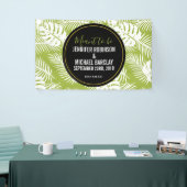 Groene palmbladeren regenwoudpatroonbruiloft spandoek (Beurs)