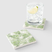 Groene palmbladeren stenen onderzetter (Zijkant)